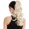 WIG ME UP - N399-V-122 Toupet Coda di cavallo Lunghi Leggermente ricci Biondo platino Biondo chiaro 45 cm