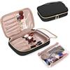 Yarwo Borsa per Pennelli Trucco, Borsa da Viaggio per Pennelli Make Up(fino a 24cm), Beauty Case con Tasca Trasparente Staccabile per Set Pennelli Make Up, Nero(SOLO BORSA)