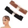 HAOXYO 2 Pezzi Fascia per Parrucca con Fasce Parrucche Antiscivolo, in Velluto Nero e Marrone Chiaro Regolabile per Yoga, Sport, Doccia e Trucco