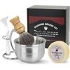 tonhawness Kit di pennelli da barba da uomo, 4 in 1, include spazzola da barba con setole per capelli, ciotola da barba in acciaio inox, supporto per rasoio con supporto per rasoio e sapone da barba