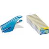 Leitz Set - Leitz WOW, Cucitrice a pinza in metallo capacità fino a 15 fogli, Caricamento posteriore, Blu, 55472036 + Rapid, Punti Metallici standard Universali 21/4, Confezione da 10000 pezzi, 24867600
