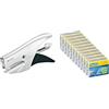 Leitz Set - Leitz WOW, Cucitrice a pinza in metallo capacità fino a 15 fogli, Caricamento posteriore, Bianco, 55472001 + Rapid, Punti Metallici standard Universali 21/4, Confezione da 10000 pezzi, 24867600