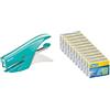 Leitz Set - Leitz WOW, Cucitrice a pinza in metallo capacità fino a 15 fogli, Caricamento posteriore, Azzurro, 55472051 + Rapid, Punti Metallici standard Universali 21/4, Confezione da 10000 pezzi, 24867600