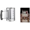 Weber 7447 - Ciminiera per Barbecue a Carbone & 17612 Cubetti accendifuoco 48 pastiglie sul Marrone