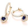 Old English Jewellers Orecchini a cerchio in oro giallo 9 carati su argento con zaffiro blu e zirconia cubica a forma di cuore