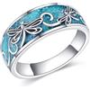 YAFEINI Anello turchese in argento Sterling 925 con colibrì/libellula/farfalla/albero della vita/turchese loto, anello regalo per donne e uomini (taglia 7-10), 9, Argento sterling, Turchese