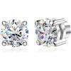 SLLAISS Moissanite Orecchini con Calamita Donna Uomo Acciaio Inossidabile 316L Orecchini Clip Punti Luce Finti Piercing Senza Buco Orecchino Magnetico Brillantino D Colore 6mm