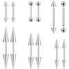 ZS Piercing Spike per Cartilagine Trago Elice 16G/18G, Orecchini Spike Stud in Acciaio Inossidabile con Filettatura Interna Barbell Curvo Anelli per Ponte del Naso Piercing Snake Bite Gioielli per