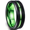NUNCAD Anello da donna in tungsteno grande nero + verde, 8mm Anello unisex grande con design Comfort Fit, superficie levigata con gola verde, misura 72 (32)