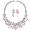 EVER FAITH Set di gioielli da sposa elegante zirconia cubica pietra portafortuna fiore goccia matrimonio festa collana e orecchini set da donna