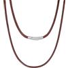 Richsteel 3mm Marrone Catenina Uomo Cordina in Pelle 2mm/3 mm Collana in Cuoio Caucciu Catena Versatile Unisex Semplice Pelle Nera/Marrone con Chiusura a Girello