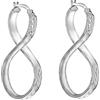 Tuscany Silver Orecchini creoli da donna in argento sterling placcato rodio con motivo figure of eight taglio diamante