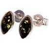 SilverAmber Jewellery Noda - Orecchini a perno ovali in ambra baltica, argento sterling