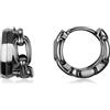 PHNIBIRD Orecchini Uomo Nero Piccolo in Argento Sterling 925 Anello a Catena Unisex per Uomini Donne