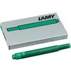 Lamy Cartucce d'inchiostro LAMY T10 con grande capacità d'inchiostro - adatte a tutti i modelli di penne stilografiche Lamy - 1,25 ml per cartuccia - 5 pezzi per confezione - Colore dell'inchiostro verde