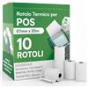 SOLEPLASTIC 10 Rotoli POS Carta Termica (57 mm x 20 mt) GARANTITI e PROFESSIONALI - Anima da 12 mm - BPA Free 55 g per Registratore di Cassa, Calcolatrici e POS - Stampa Nitida e Duratura