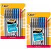 Bic Inc 52 penne a sfera Bic Round Stic Grip, punta media da 1,2 mm, impugnatura morbida Xtra-Comfort, colori assortiti (nero, blu, rosso)
