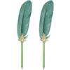 PATIKIL 2 Pezzi Penna A Sfera Con Piuma Inchiostro Nero Verde Scuro | Per Ufficio Matrimonio Ospiti Firma Regalo, Asta Placcata Vintage, Stilo Da Scrittura