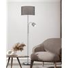 TRIO LIGHTING HOTEL PIANTANA CON LUCE DA LETTURA ORIENTABILE FINITURA CROMO, NICHEL O OTTONE PARALUME IN TESSUTO