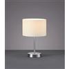 TRIO LIGHTING HOTEL LAMPADA DA TAVOLO ALTEZZA CM 32 IN METALLO NICHEL CON PARALUME IN TESSUTO BIANCO