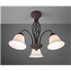 TRIO LIGHTING RUSTICA PLAFONIERA A 3 LUCI IN METALLO COLOR RUGGINE CON DIFFUSORI IN VETRO BIANCO D55 CM