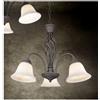 TRIO LIGHTING RUSTICA LAMPADARIO A 3 LUCI IN METALLO COLOR RUGGINE CON DIFFUSORI IN VETRO BIANCO D55 CM