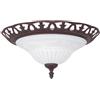 TRIO LIGHTING RUSTICA PLAFONIERA IN METALLO COLOR RUGGINE E DIFFUSORE IN VETRO BIANCO SABBIATO D38 CM
