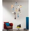 ONDALUCE CICIRIELLO MADAGASCAR SOSPENSIONE VINTAGE CON BASE NERA E CON 12 LUCI IN VETRO SOFFIATO RIGATO MULTICOLORE