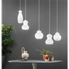 ONDALUCE CICIRIELLO MADAGASCAR SOSPENSIONE VINTAGE DECENTRATA CON 5 LUCI IN VETRO SOFFIATO BIANCO OPALE RIGATO