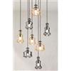 ONDALUCE CICIRIELLO PIN SOSPENSIONE STILE VINTAGE CON BASE NERA E CON 8 DIFFUSORI IN VETRO SOFFIATO FUME E AMBRA