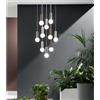 ONDALUCE CICIRIELLO ROCK SOSPENSIONE CON 10 DIFFUSORI A SFERA IN VETRO SATINATO BIANCO CON DETTAGLI IN CEMENTO D60 CM