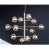 ONDALUCE CICIRIELLO ELISEO SOSPENSIONE 12 LUCI MODERNO METALLO FINITURA ORO O NERA CON SFERE IN VETRO TRASPARENTE