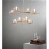 ONDALUCE CICIRIELLO FIGARO SOSPENSIONE 8 LUCI MODERNO METALLO ORO O NERO CON COPPETTE IN VETRO AMBRA O FUME