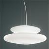 ONDALUCE CICIRIELLO PAGODA SOSPENSIONE MODERNA CON DOPPIO DIFFUSORE IN VETRO SOFFIATO BIANCO DIAMETRO CM 60