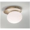 ONDALUCE CICIRIELLO TONDO PLAFONIERA D46 CM METALLO ORO O NERO CON DIFFUSORE A SFERA IN VETRO BIANCO DESIGN MODERNO