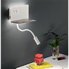 ONDALUCE CICIRIELLO STAN APPLIQUE CON PORTA USB,PORTA OGGETTI E BRACCIO FLESSIBILE LED 7,5W LUCE 3000K MODERNA