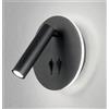 ONDALUCE CICIRIELLO SELLA APPLIQUE ROTONDA CON SNODO ORIENTABILE LED 9W METALLO BIANCO O NERO DOPPIA ILLUMINAZIONE