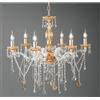 ONDALUCE CICIRIELLO DAMASCO LAMPADARIO CLASSICO 6 LUCI BRACCI IN VETRO CON DECORI IN CRISTALLO 4 COLORI DISPONIBILI