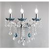 ONDALUCE CICIRIELLO DAMASCO APPLIQUE CLASSICA 3 LUCI BRACCI IN VETRO CON DECORI IN CRISTALLO 4 COLORI DISPONIBILI