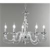 ONDALUCE CICIRIELLO 1306 LAMPADARIO CLASSICO A 5 LUCI IN VETRO SOFFIATO E CRISTALLO 5 FINITURE COLORE DI ONDALUCE
