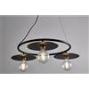 Illuminando PUB SOSPENSIONE MODERNA ED ORIGINALE D70 CM IN METALLO NERO CON PIATTI D25 CM MADE IN ITALY