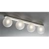 Illuminando PALLINA PLAFONIERA 4 LUCI IN METALLO 3 COLORI CON SFERE IN VETRO TRASPARENTE O SATINATO