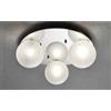 Illuminando PALLINA PLAFONIERA ROTONDA 3 LUCI IN METALLO CON SFERE IN VETRO TRASPARENTE O SATINATO