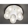 Illuminando PALLINA PLAFONIERA ROTONDA 5 LUCI IN METALLO CON SFERE IN VETRO TRASPARENTE O SATINATO