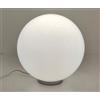 Illuminando SFERA GRANDE LAMPADA DA TAVOLO IN VETRO BIANCO LUCIDO MONTATURA CROMO D.40