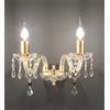 ONDALUCE CICIRIELLO DALLAS 2 LUCI APPLIQUE ORO O CROMO CON PENDAGLIERIA IN CRISTALLO