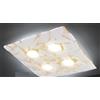 Familamp LODGE PLAFONIERA 4 LUCI CM 58X58 IN VETRO LAVORATO IN ITALIA DECORO FOGLIA ORO O ARGENTO