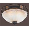 TRIO LIGHTING QUINTA PLAFONIERA CLASSICA METALLO RUGGINE E VETRO ALABASTRO DIAMETRO CM 33 LAMPADINE 2XE27