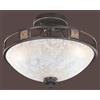 TRIO LIGHTING QUINTA PLAFONIERA CLASSICA METALLO RUGGINE E VETRO ALABASTRO DIAMETRO CM 42 LAMPADINE 3XE27