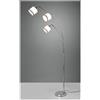 RL DAVOS PIANTANA AD ARCO 3 LUCI IN METALLO CROMO CON PARALUMI IN TESSUTO BIANCO CON BORDO GRIGIO MODERNA